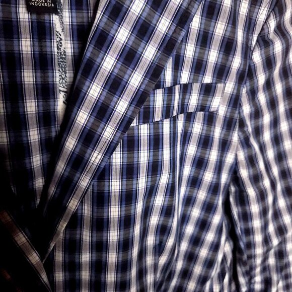 Banana Republic Petite Womens Blue White Plaid Lightweight Blazer XSP - Picture 3 of 10